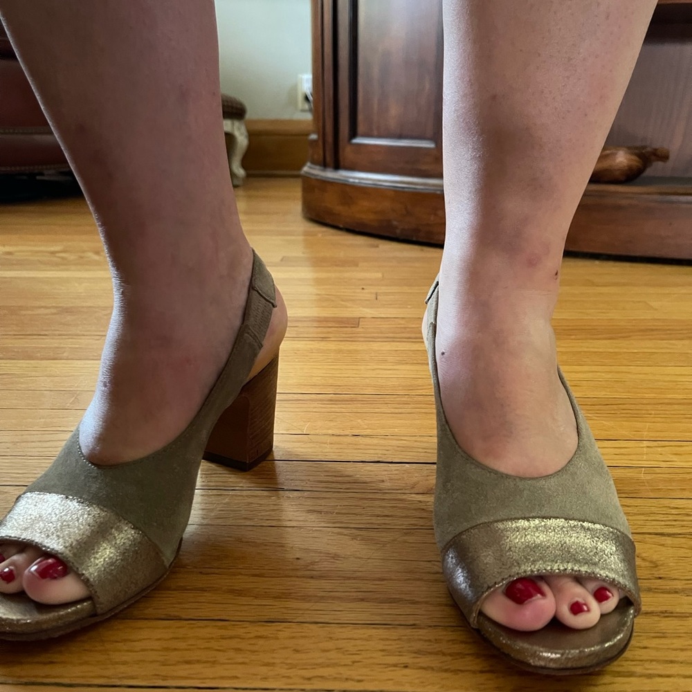 Sesto Meucci suede/metallic slingback heels, 39